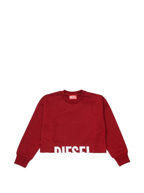Felpa bambina Diesel cropped bordeaux girocollo con logo DIESEL KIDS | J02936KYAZ3K440